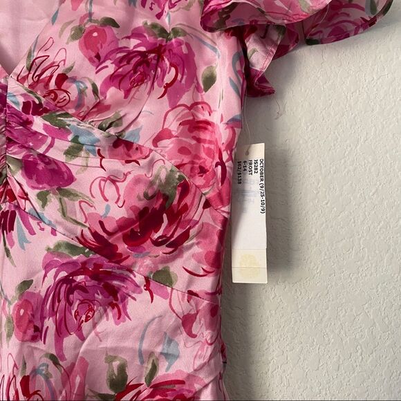 NWT Vintage Janestreet Pink Floral Silky Peonies Valentines Dress sz XS - Picture 3 of 8